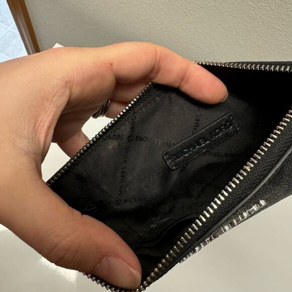Michael Kors Black Logo Zipper Small Clutch Wristlet Purse Designer - Picture 5 of 10